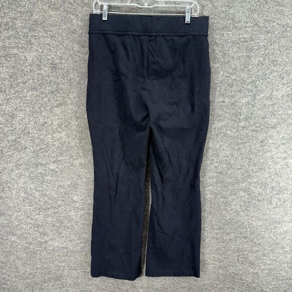Lands' End Pants Women M Medium Black High Rise Flat Front Flared Pull On Cotton - Picture 2 of 7